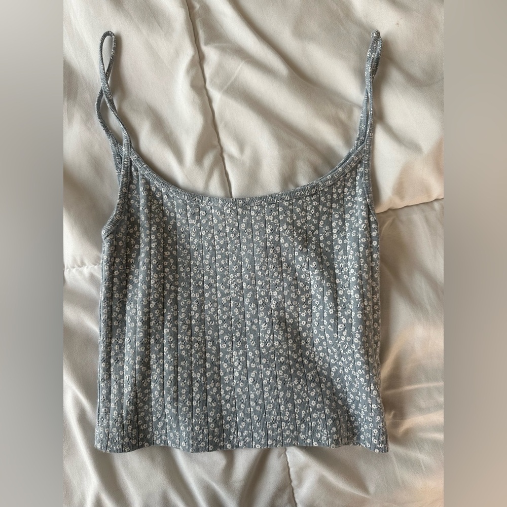 BRAND NEW John Galt White and Blue Floral Cropped Tank from Pacsun